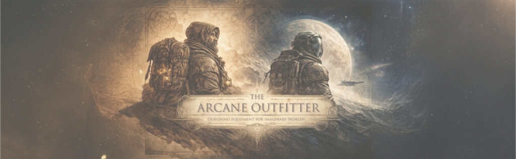 Banner von The Arcane Outfitter – Fantasy, Tabletop und Space-inspirierte Designs